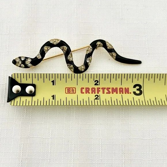 Vintage / Black, Silver & Gold Snake Brooch - Picture 4 of 6